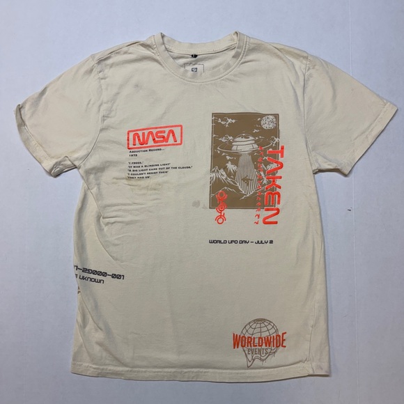Southpole NASA “Taken” World UFO Day Tan Men’s Medium T-Shirt